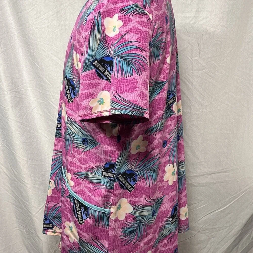 Jurassic World Nurse Scrub Top Men’s XL Tropical Palm Print Medical - Picture 4 of 14